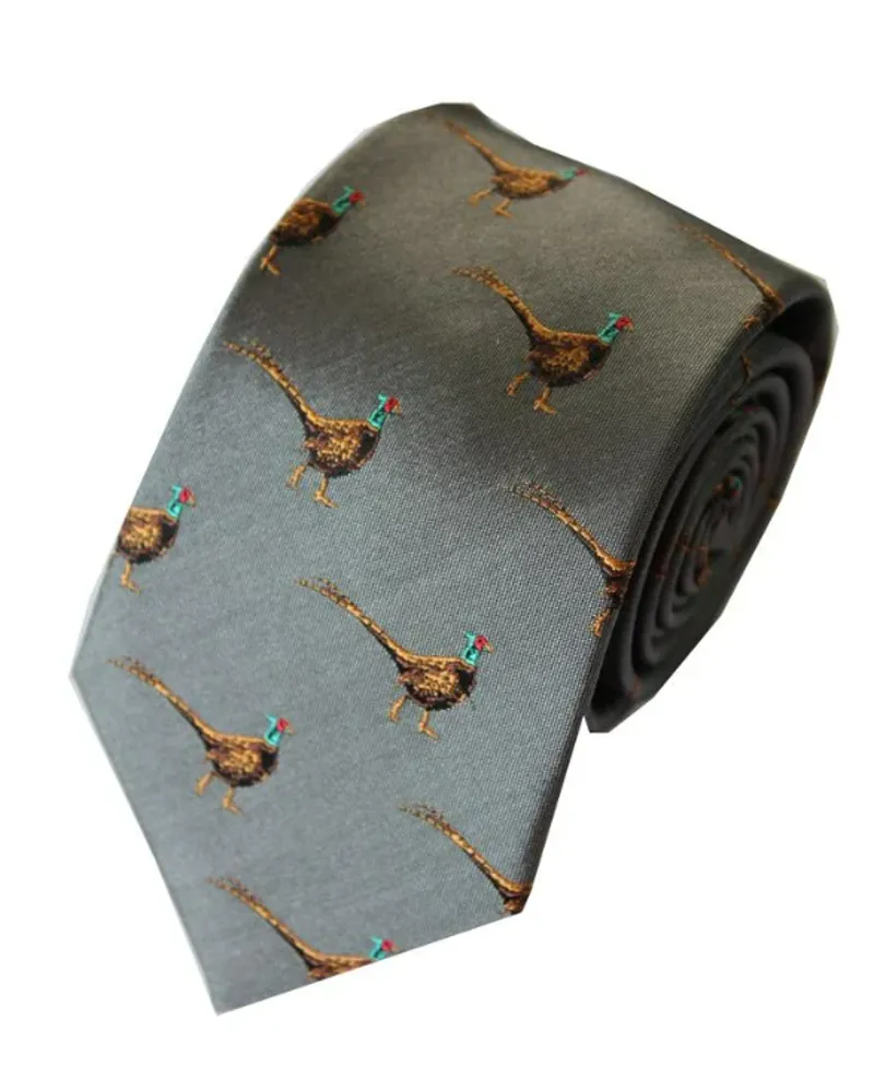 L.A. Smith Pheasant Silk Tie Grey S9507/3 